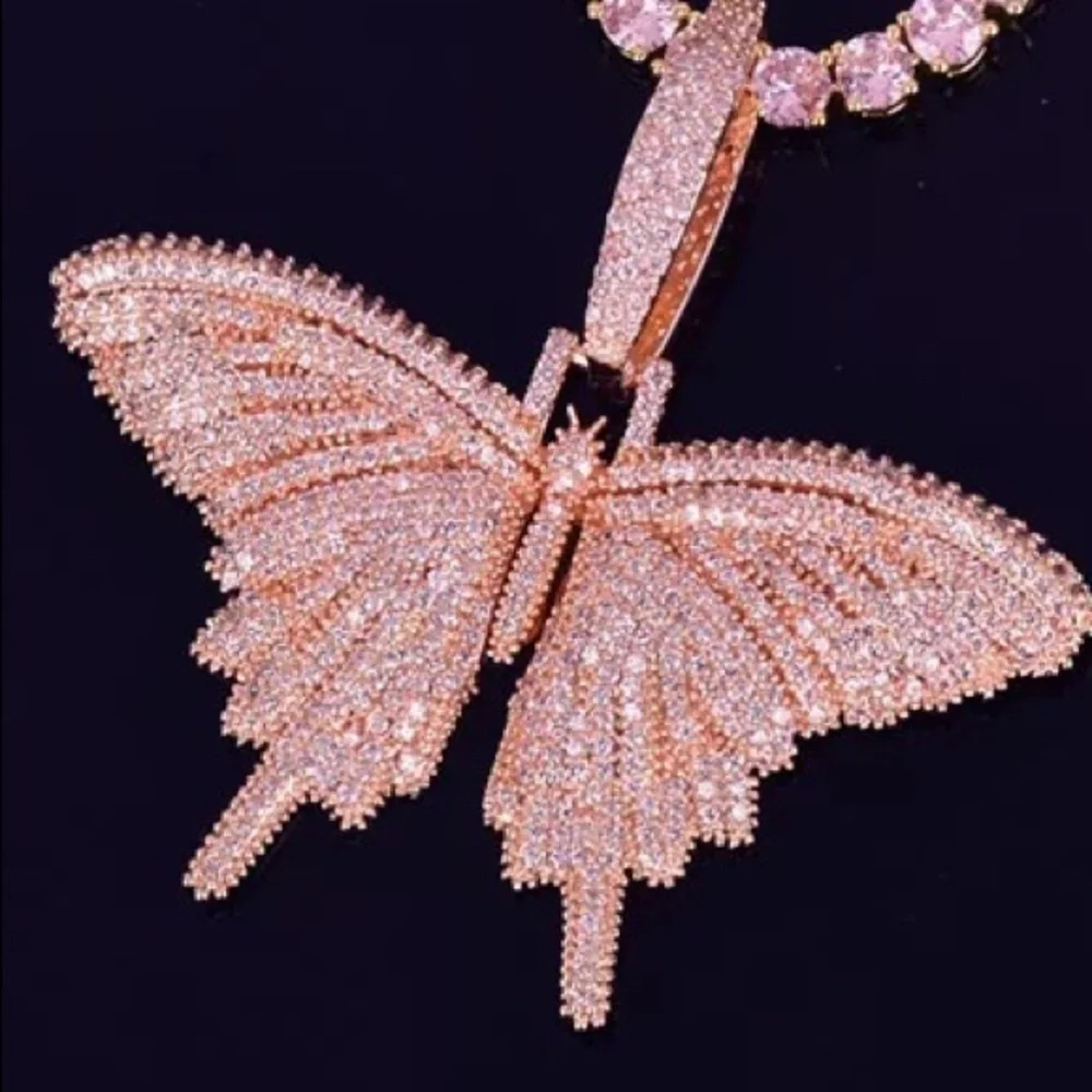 16 inch pink butterfly cuban choker